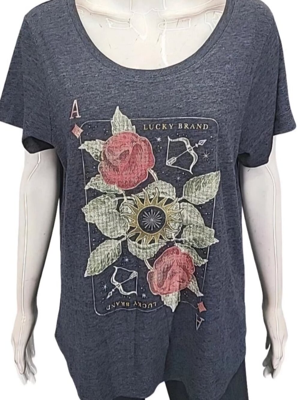 Lucky Brand Ace of Roses Short Sleeve T-Shirt Large